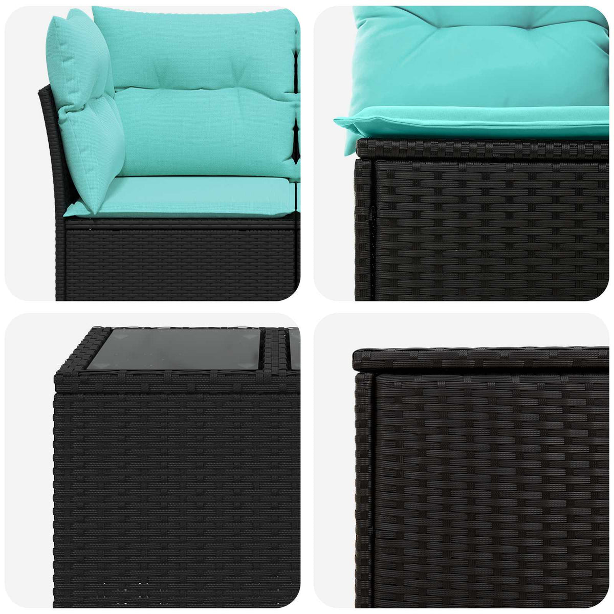 Sofa Set 6 stk. Schwarz und Blau 55 x 55 x 37 cm
