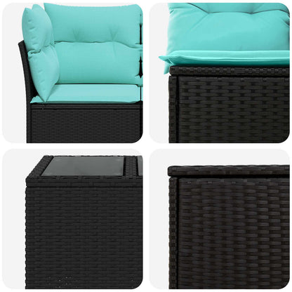 Sofa Set 6 stk. Schwarz und Blau 55 x 55 x 37 cm