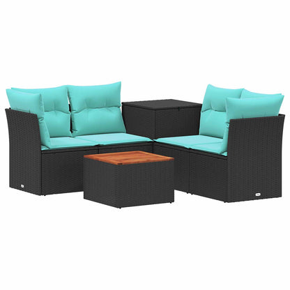 Sofa Set 6 stk. Schwarz und Blau 55 x 55 x 37 cm