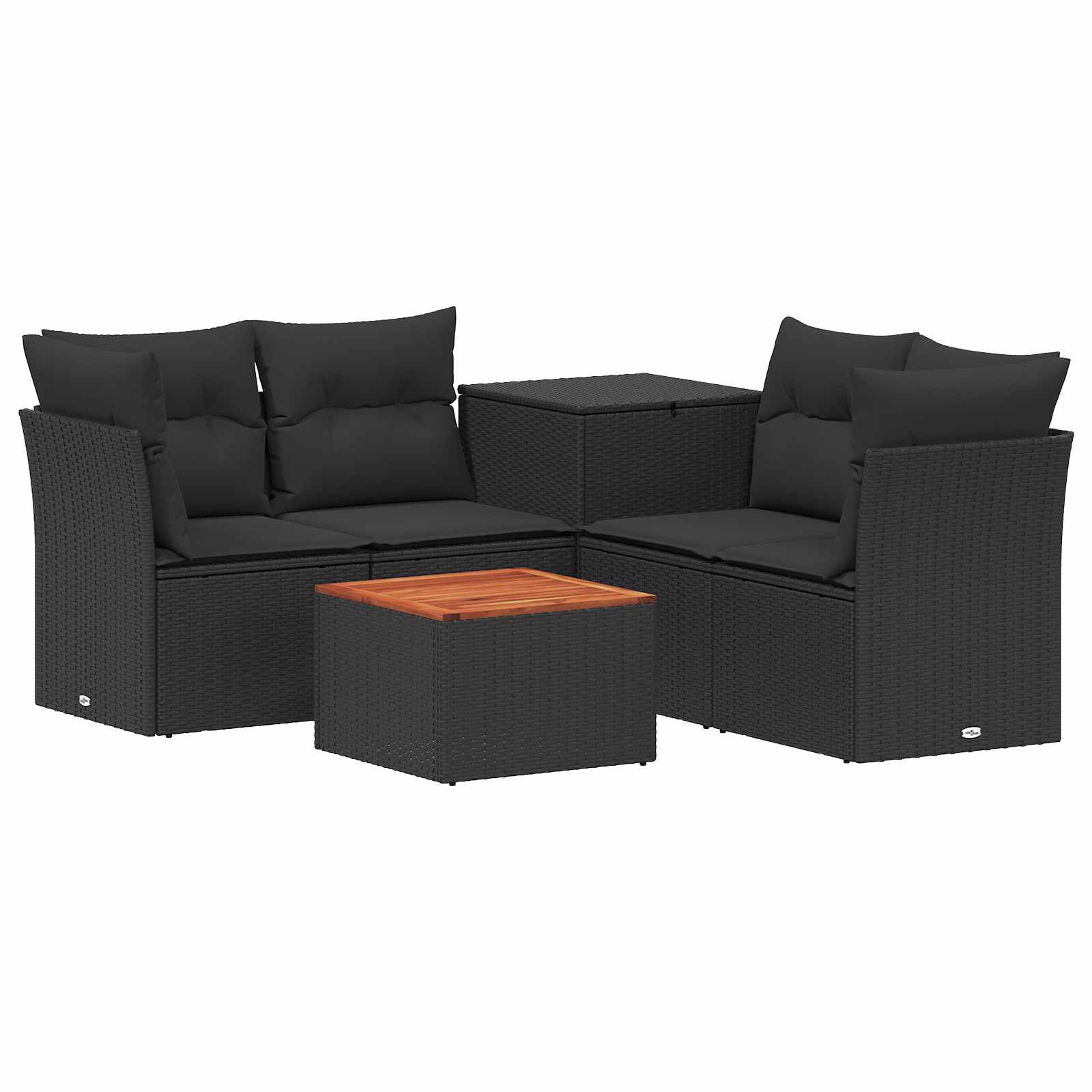 Sofa Set 6 stk. Schwarz Polyrattan und Stahl