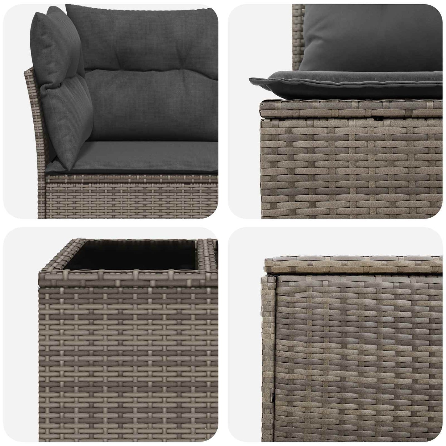 Sofa Set 6 stk. Grau und Dunkelgrau Polyrattan und Stahl