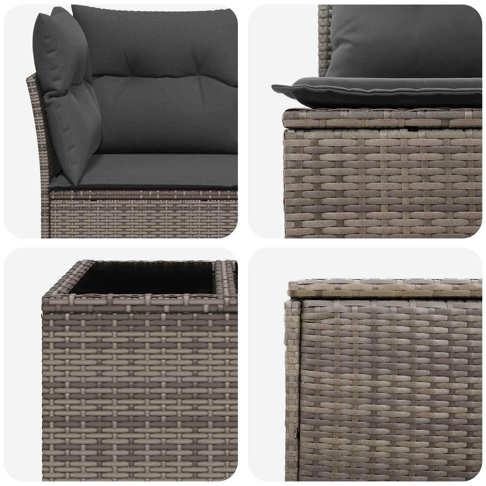 Sofa Set 6 stk. Grau und Dunkelgrau Polyrattan und Stahl