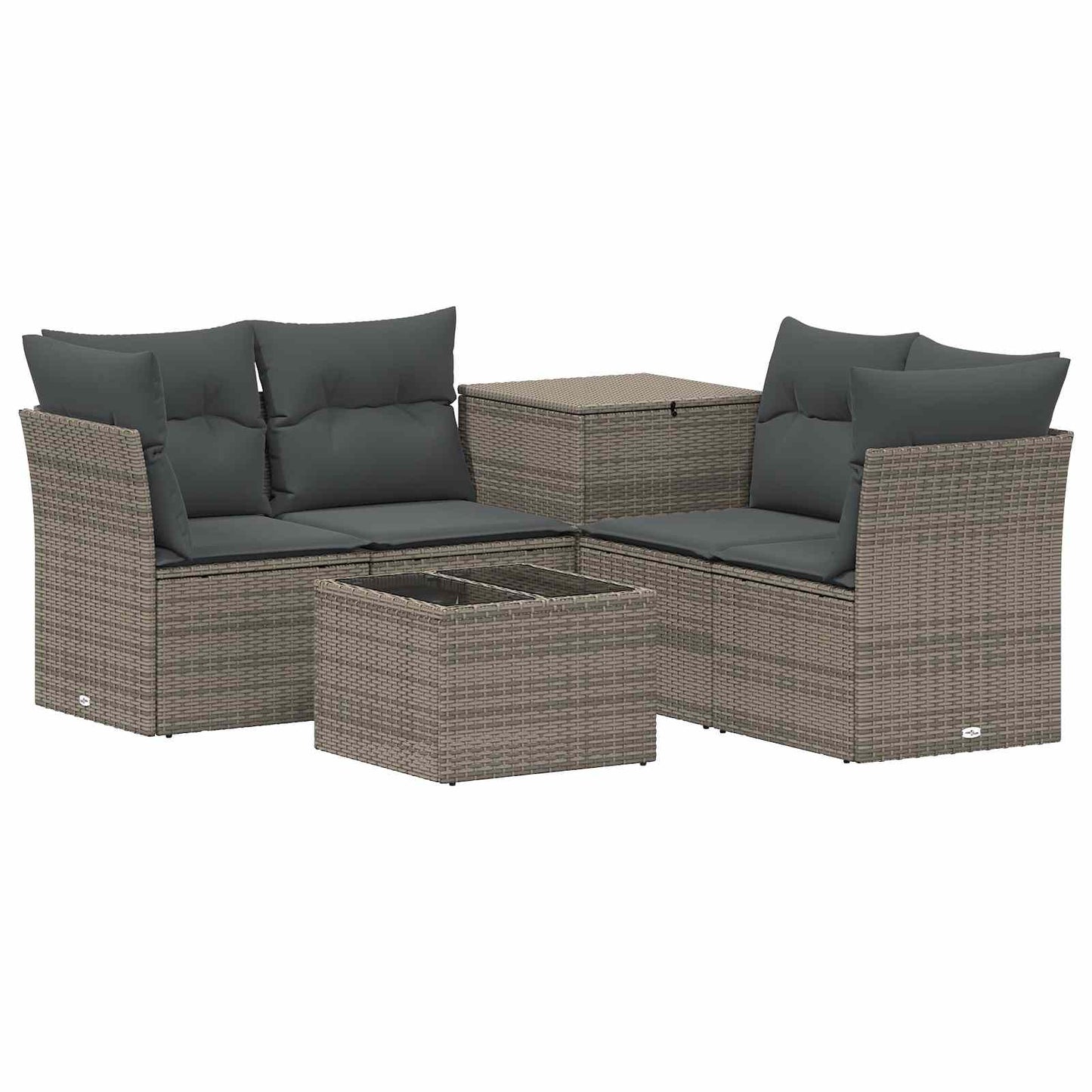 Sofa Set 6 stk. Grau und Dunkelgrau Polyrattan und Stahl