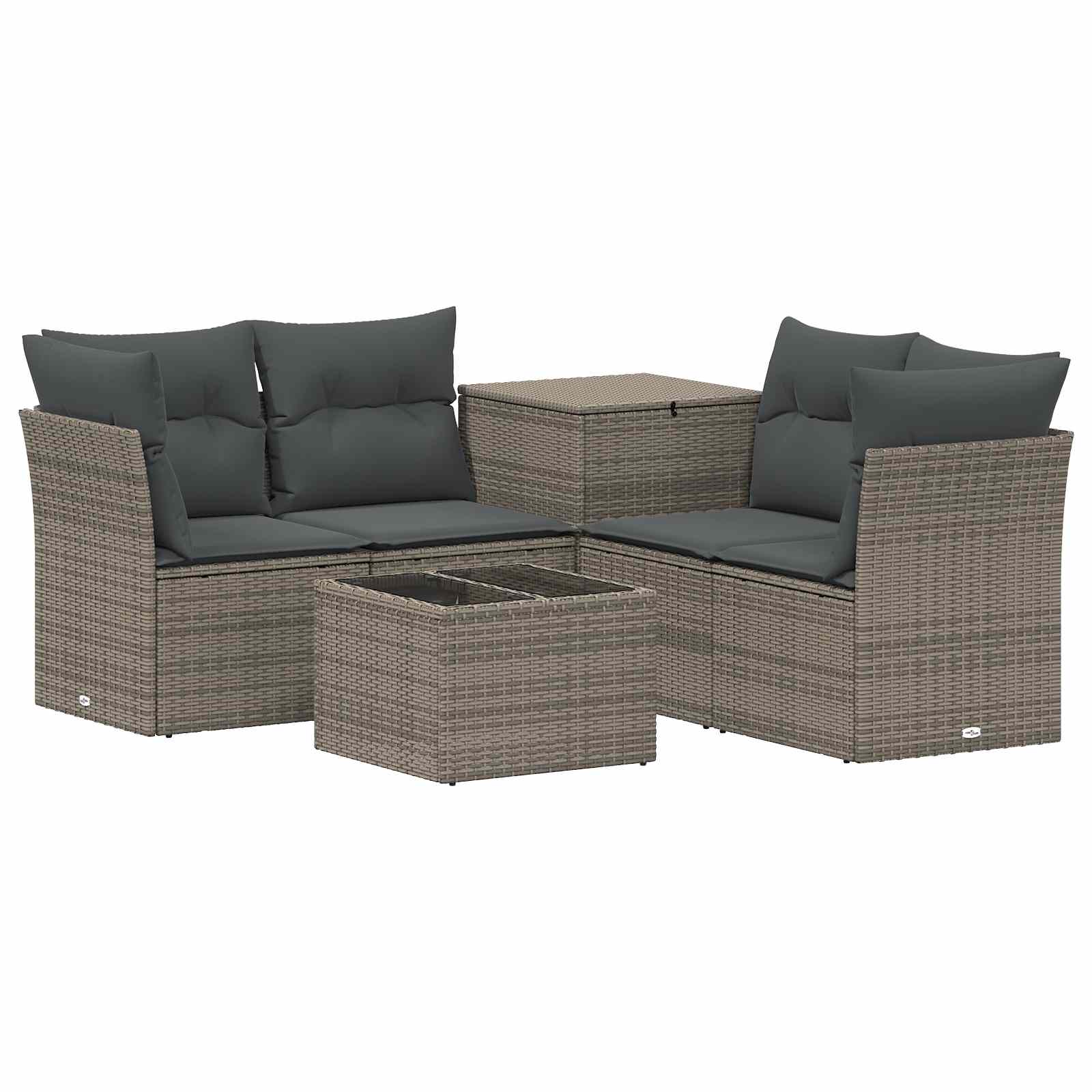 Sofa Set 6 stk. Grau und Dunkelgrau Polyrattan und Stahl