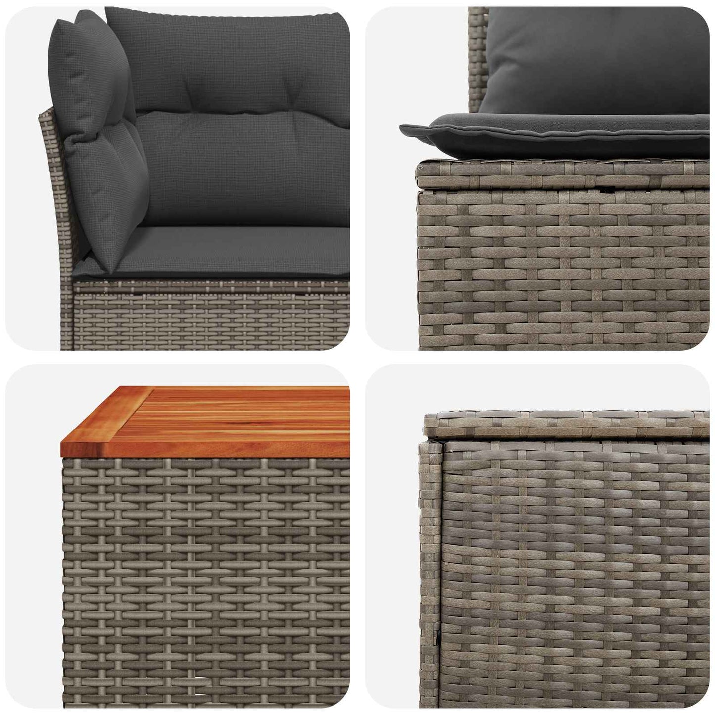 Sofa Set 6 stk. Grau und Dunkelgrau Polyrattan und Stahl
