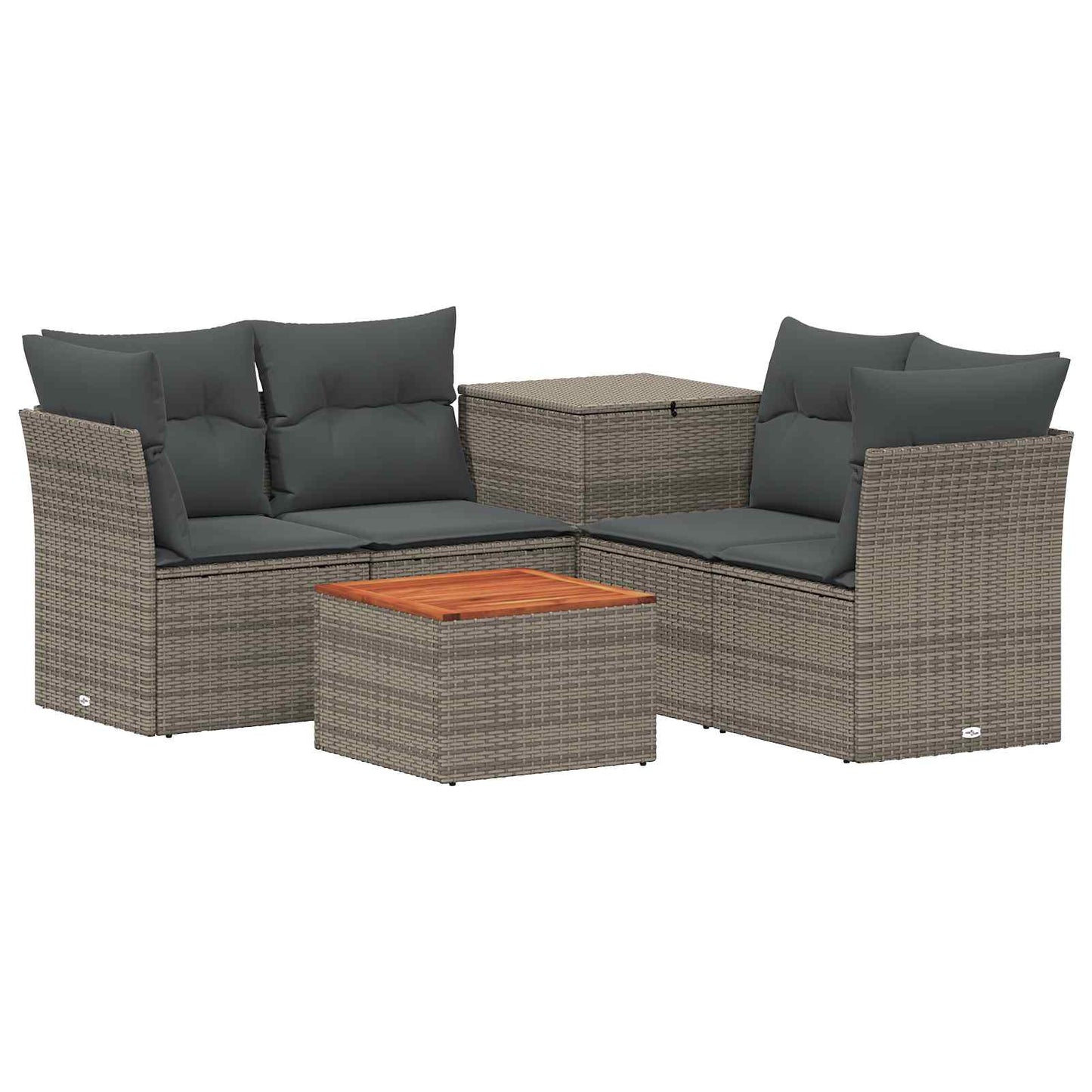 Sofa Set 6 stk. Grau und Dunkelgrau Polyrattan und Stahl