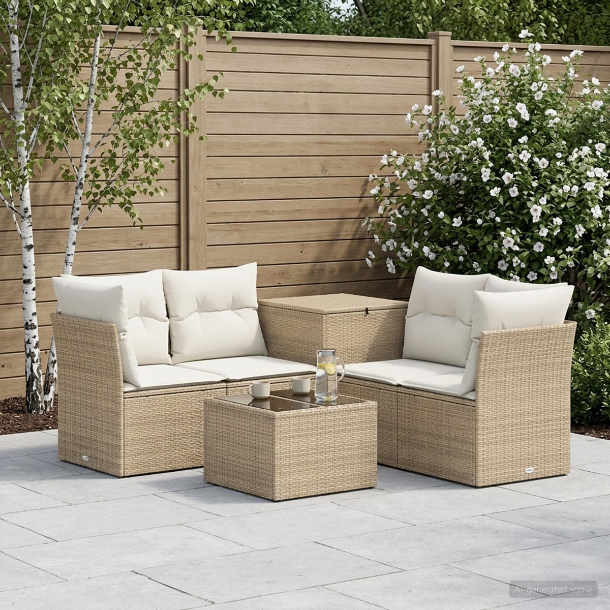 Sofa Set 6 stk. Beige und Cremeweiß 55 x 55 x 37 cm