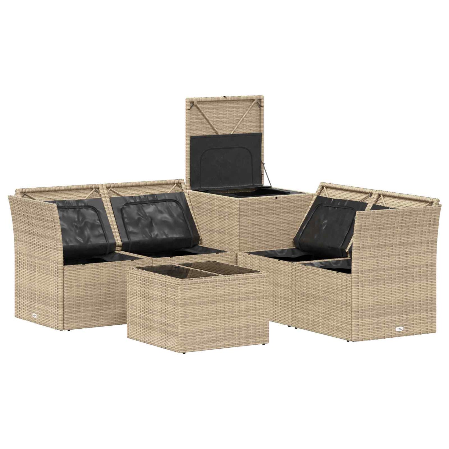 Sofa Set 6 stk. Beige und Cremeweiß Polyrattan und Stahl