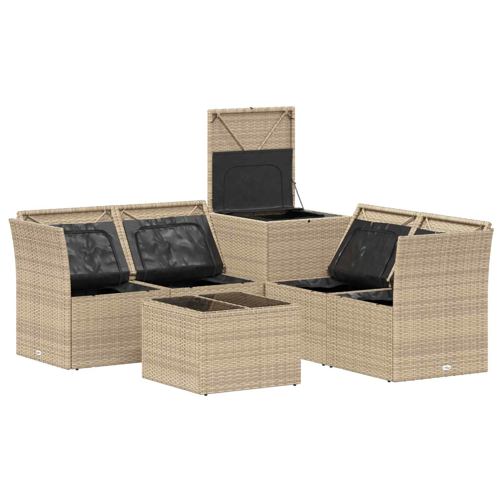Sofa Set 6 stk. Beige und Cremeweiß Polyrattan und Stahl