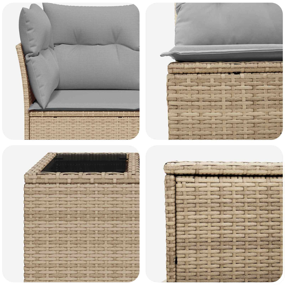 Sofa Set 6 stk. Beige und Hellgrau 55 x 55 x 37 cm