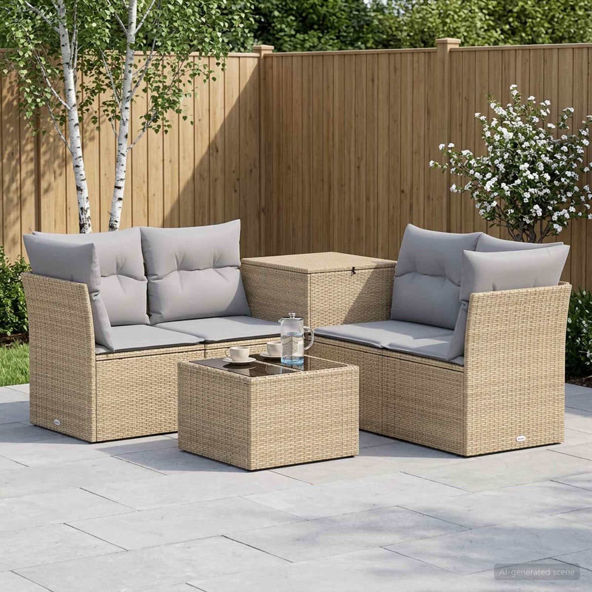 Sofa Set 6 stk. Beige und Hellgrau 55 x 55 x 37 cm