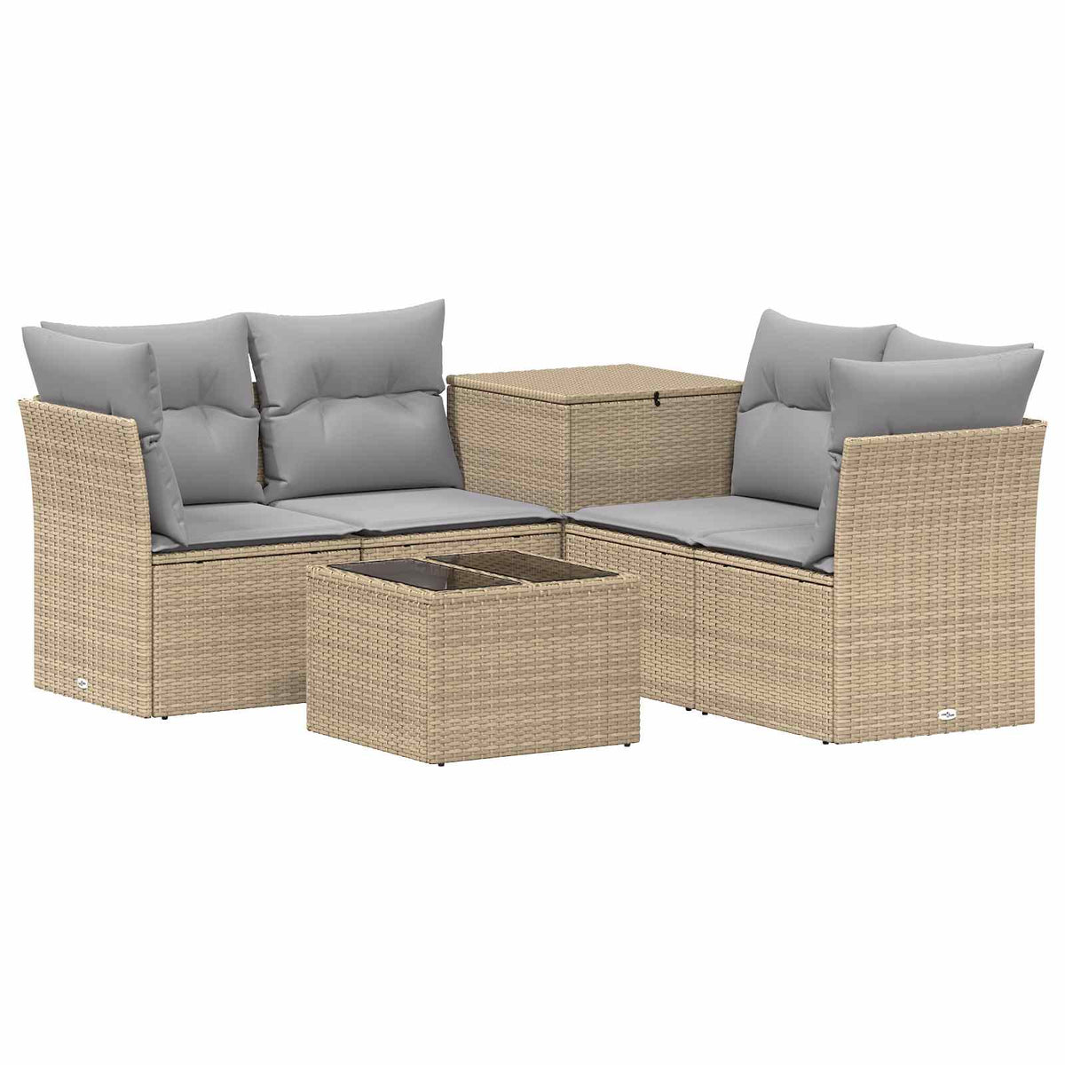 Sofa Set 6 stk. Beige und Hellgrau 55 x 55 x 37 cm