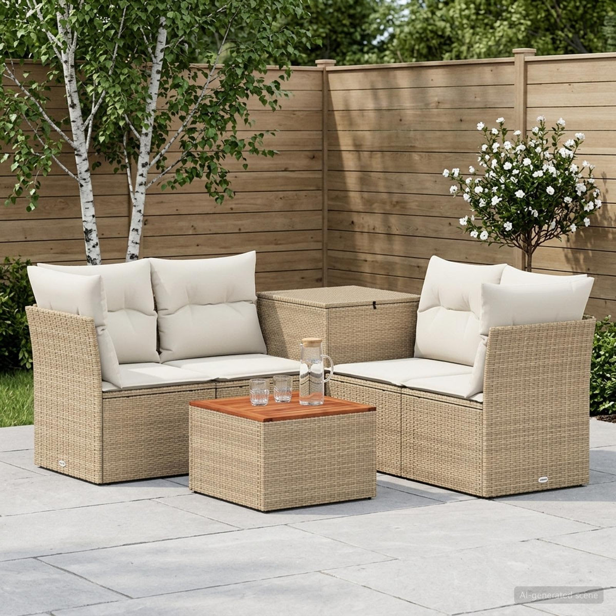 Sofa Set 6 stk. Beige und Cremeweiß 55 x 55 x 37 cm