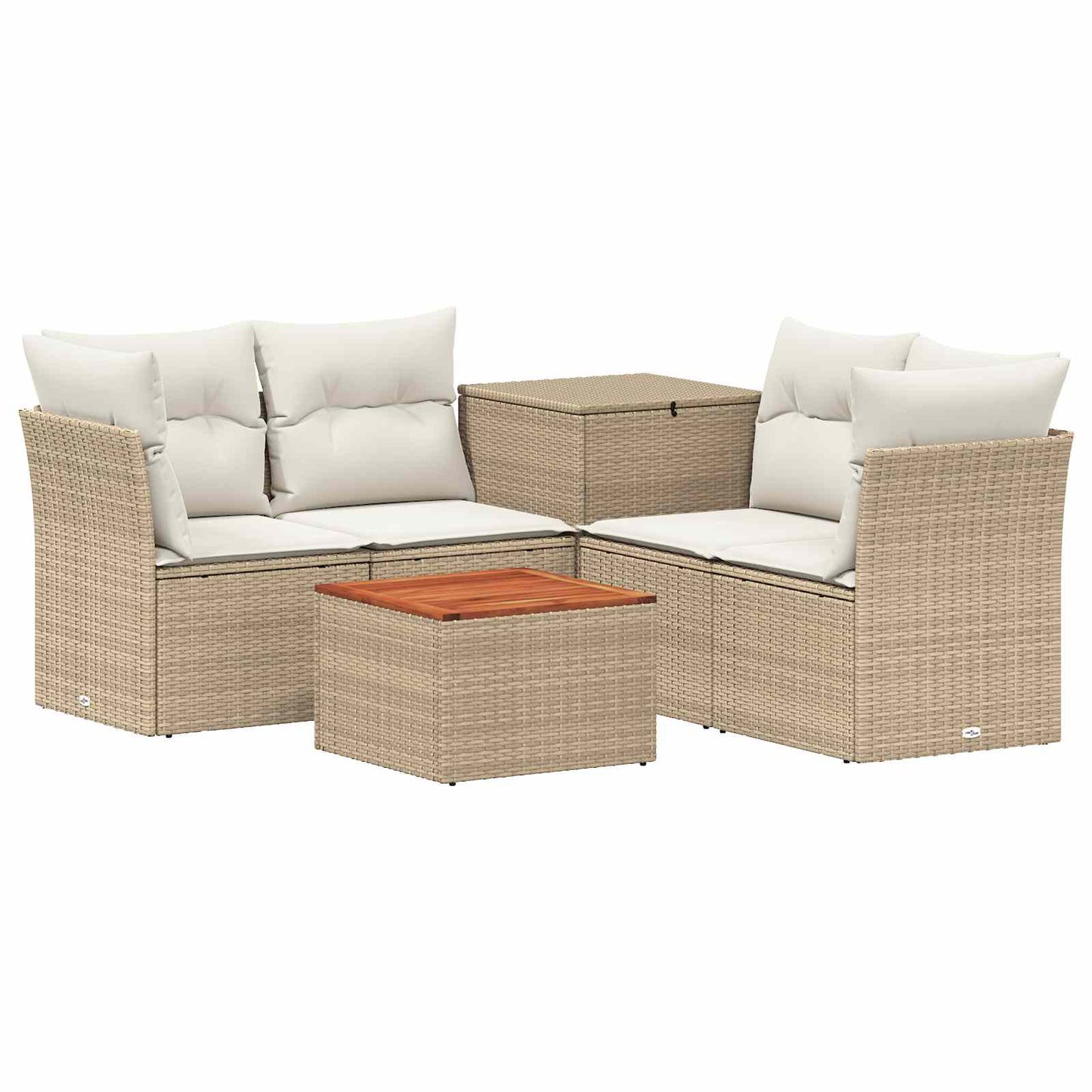 Sofa Set 6 stk. Beige und Cremeweiß Polyrattan und Stahl