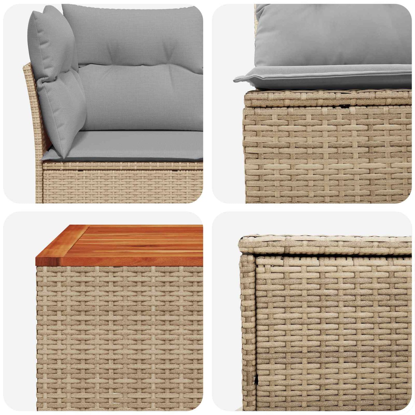 Sofa Set 6 stk. Beige und Hellgrau Polyrattan und Stahl