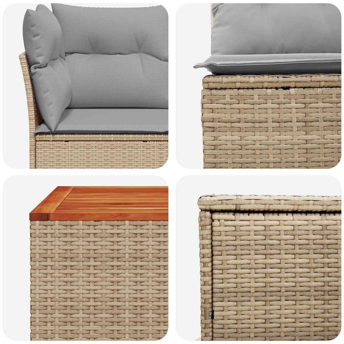 Sofa Set 6 stk. Beige und Hellgrau 55 x 55 x 37 cm