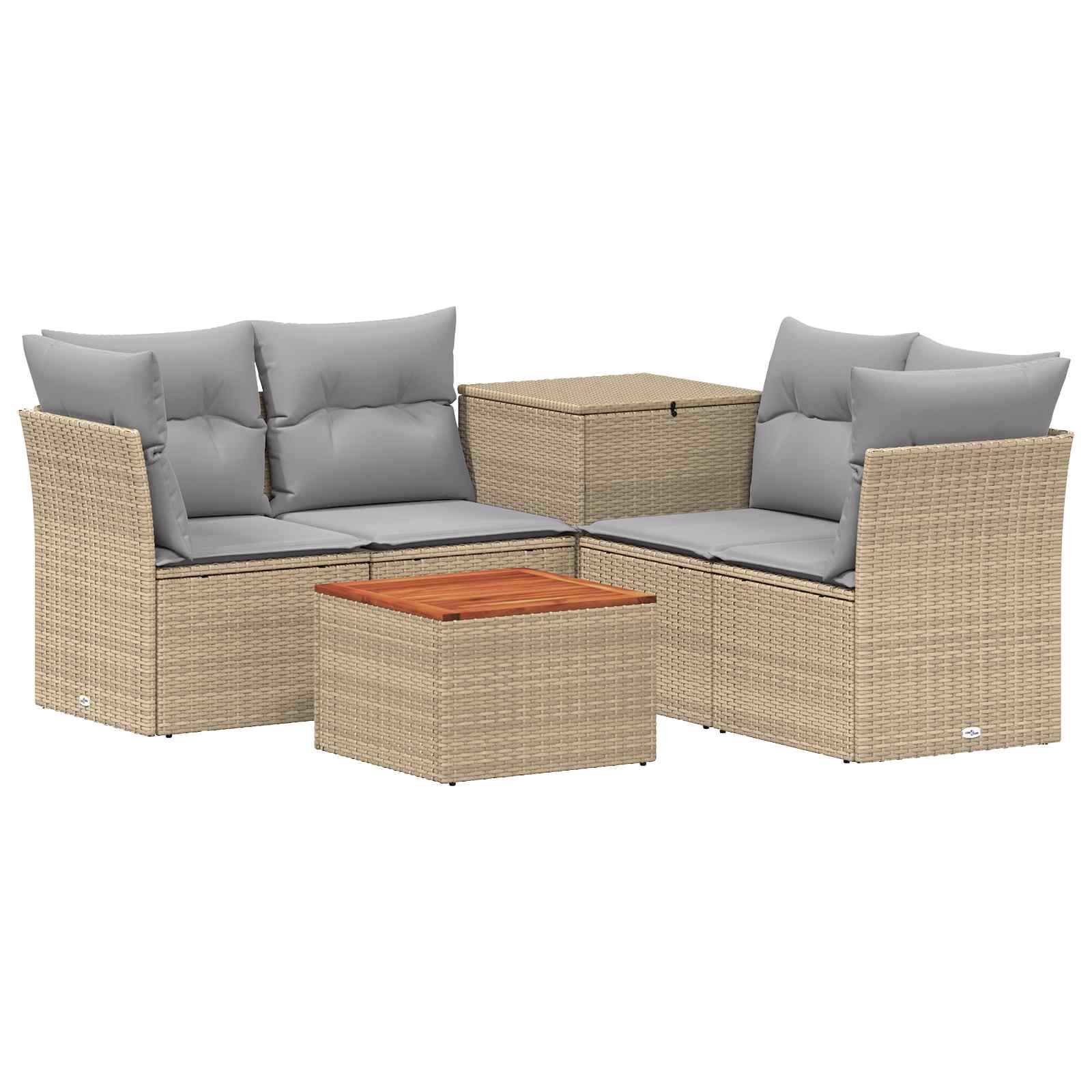 Sofa Set 6 stk. Beige und Hellgrau Polyrattan und Stahl
