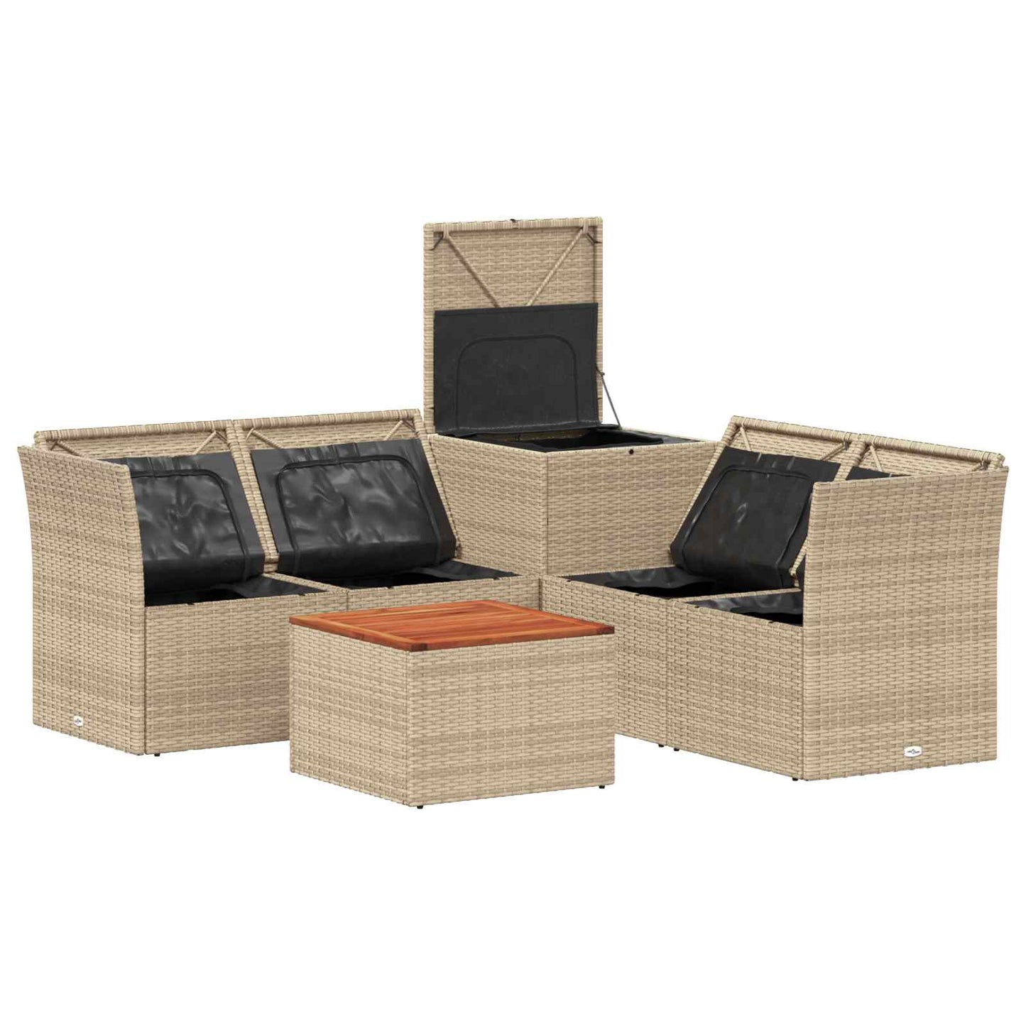 Sofa Set 6 stk. Beige und Hellgrau Polyrattan und Stahl