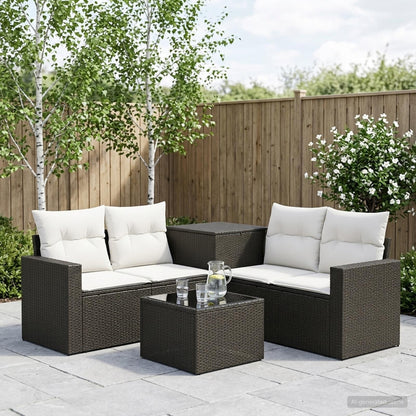 Sofa Set 6 stk. Schwarz und Cremeweiß 55 x 55 x 37 cm