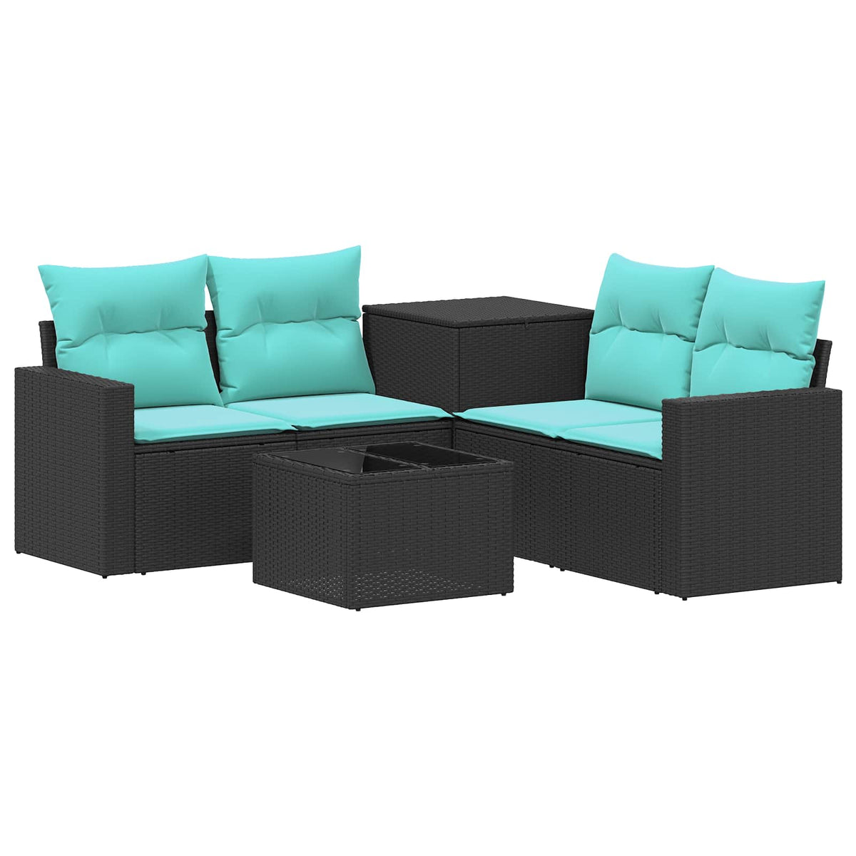 Sofa Set 6 stk. Schwarz und Blau 55 x 55 x 37 cm