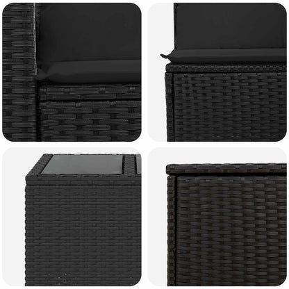 Sofa Set 6 stk. Schwarz 55 x 55 x 37 cm Polyrattan und Stahl