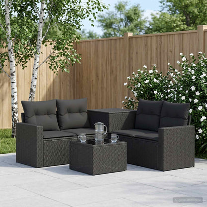 Sofa Set 6 stk. Schwarz 55 x 55 x 37 cm Polyrattan und Stahl