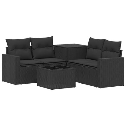 Sofa Set 6 stk. Schwarz 55 x 55 x 37 cm Polyrattan und Stahl