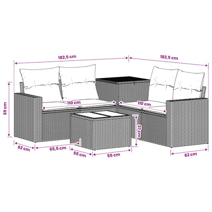 Sofa Set 6 stk. Schwarz 55 x 55 x 37 cm Polyrattan und Stahl