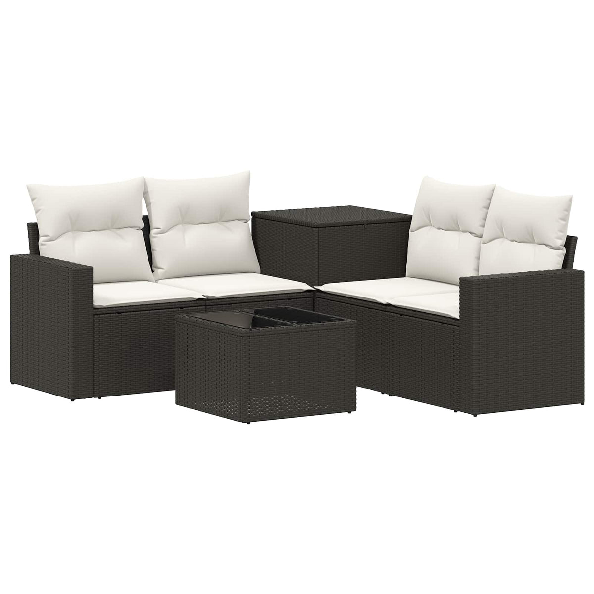 Sofa Set 6 stk. Schwarz und Cremeweiß 55 x 55 x 37 cm