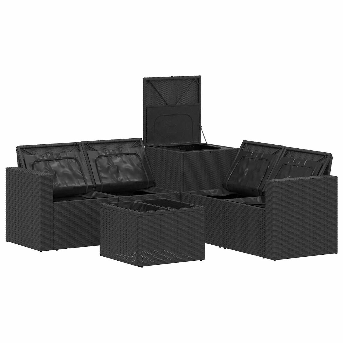 Sofa Set 6 stk. Schwarz und Blau 55 x 55 x 37 cm