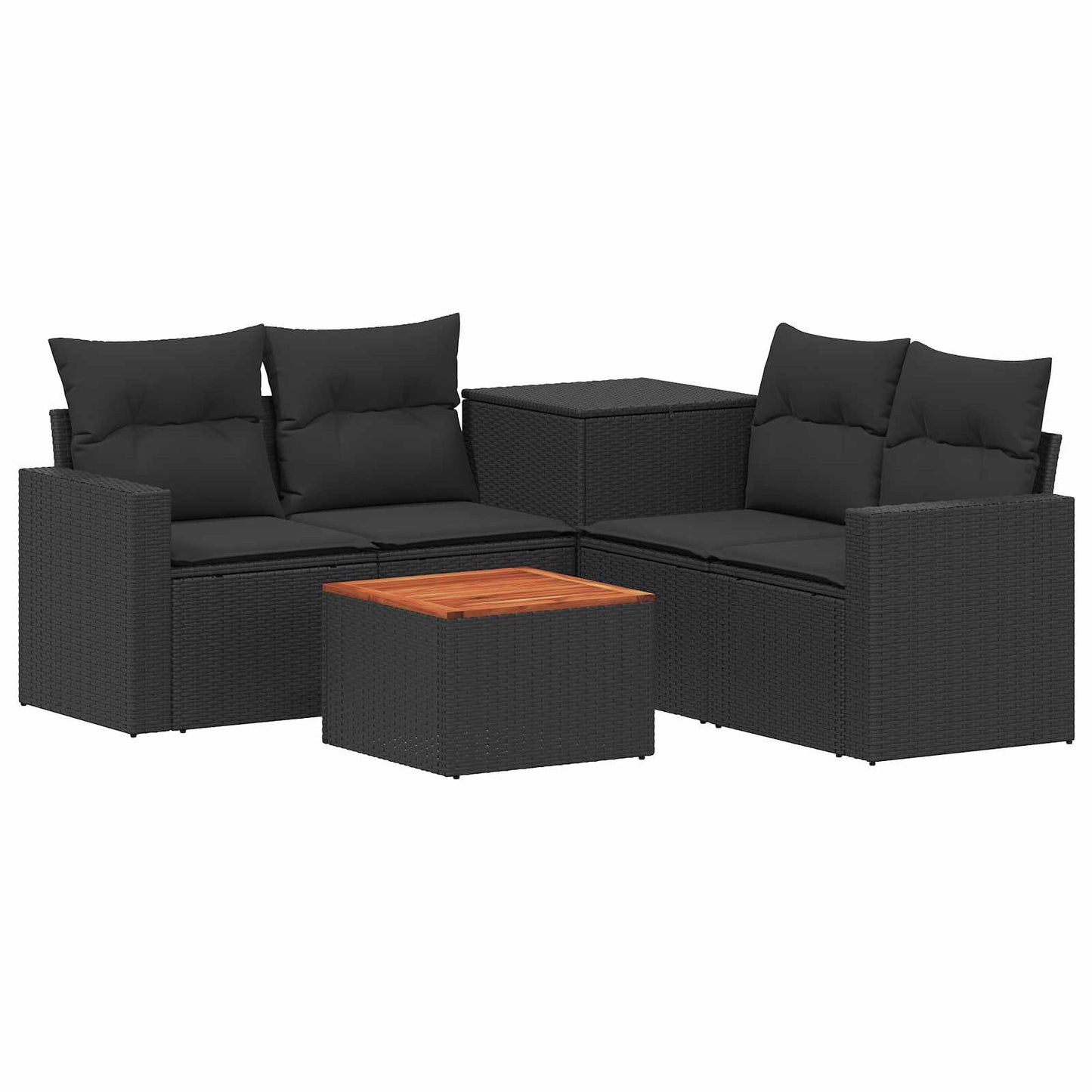 Sofa Set 6 stk. Schwarz Polyrattan und Stahl