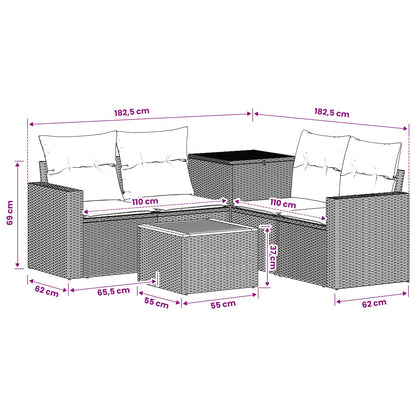 Sofa Set 6 stk. Schwarz und Blau 55 x 55 x 37 cm