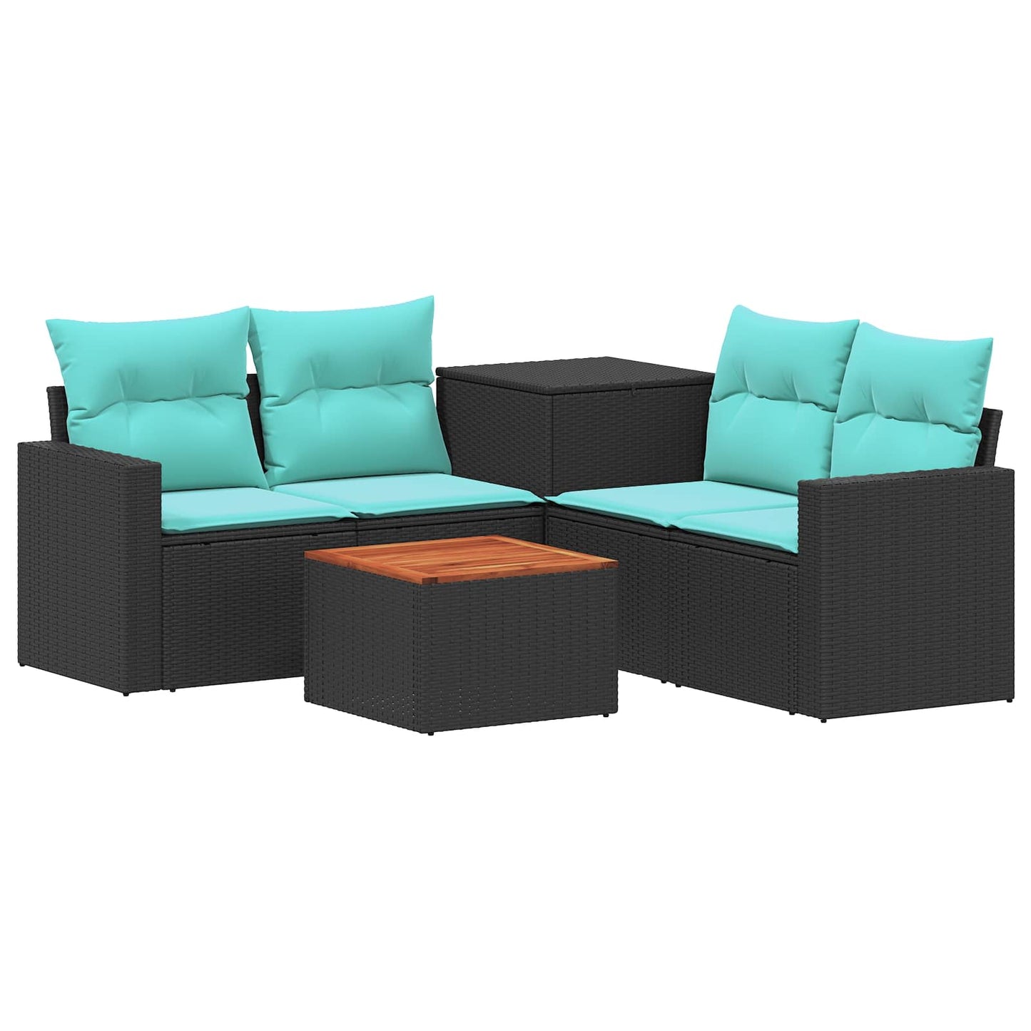 Sofa Set 6 stk. Schwarz und Blau Polyrattan und Stahl