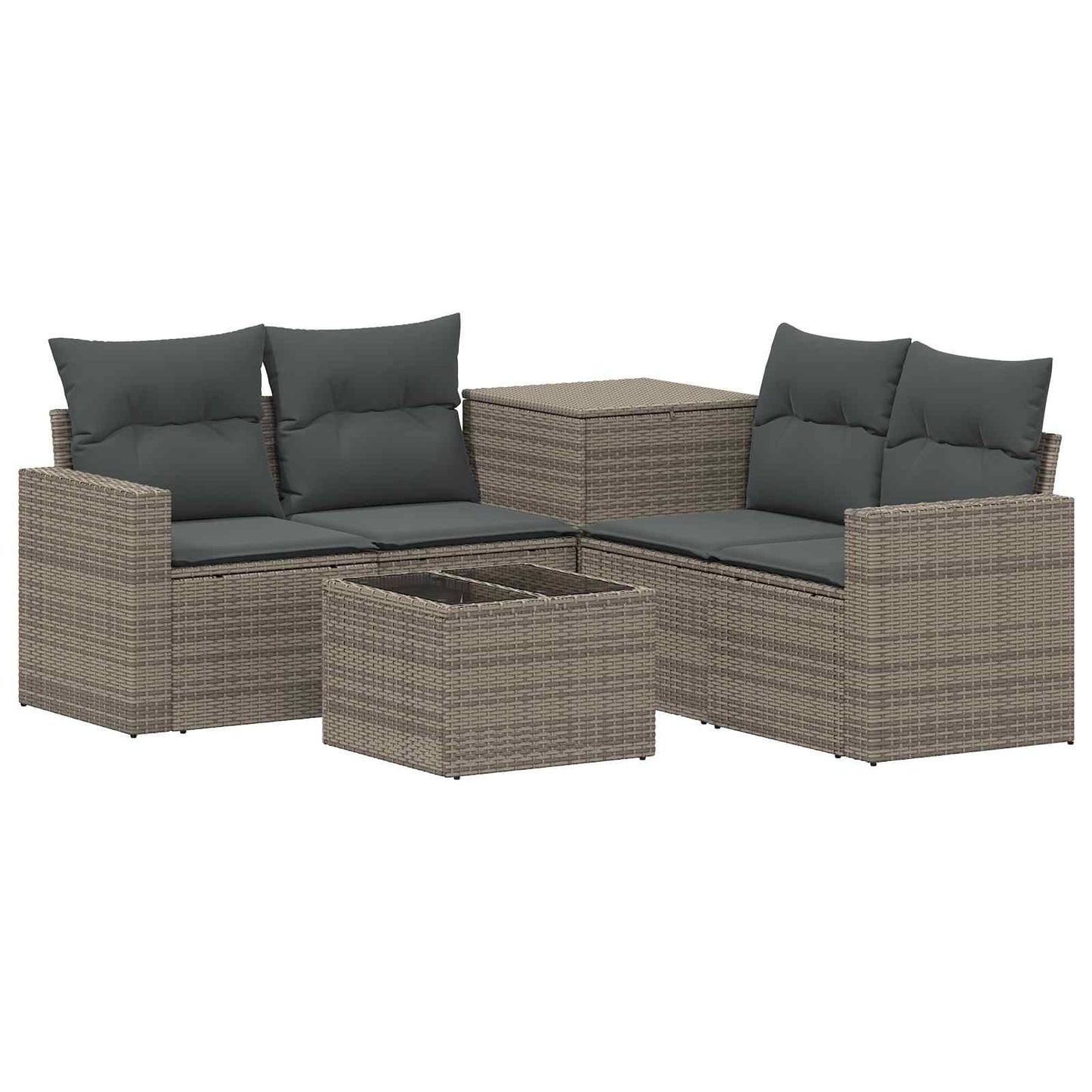 Sofa Set 6 stk. Grau und Dunkelgrau Polyrattan und Stahl