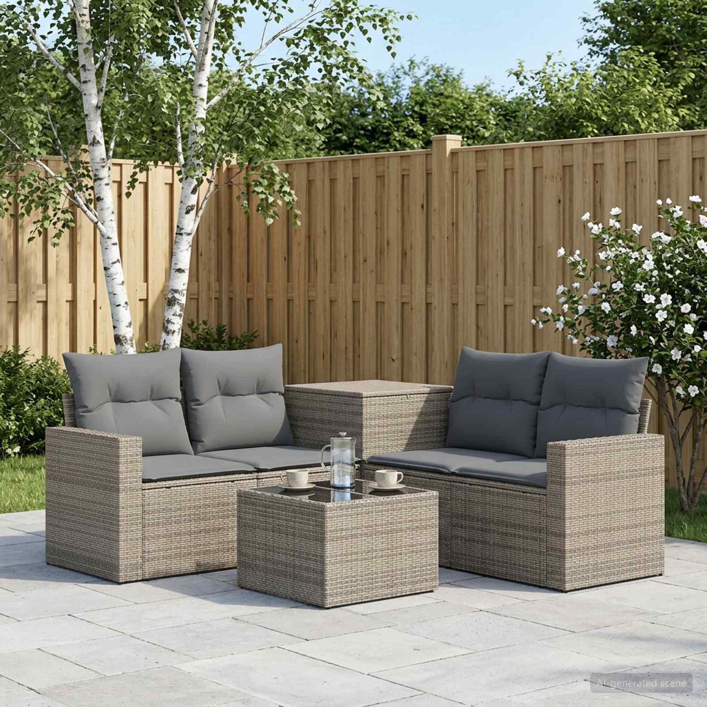 Sofa Set 6 stk. Grau und Dunkelgrau Polyrattan und Stahl