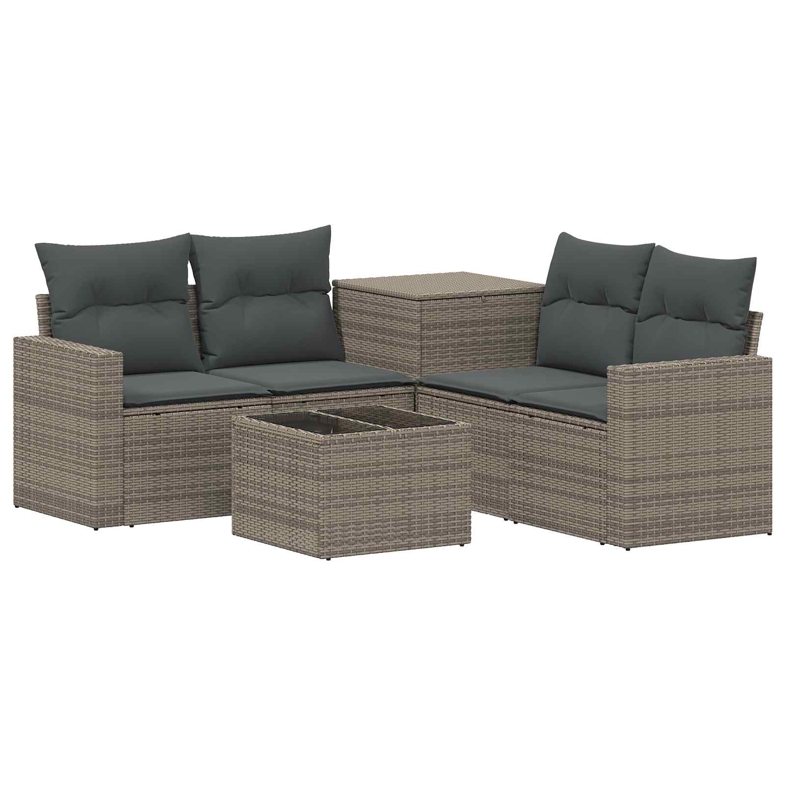 Sofa Set 6 stk. Grau und Dunkelgrau Polyrattan und Stahl