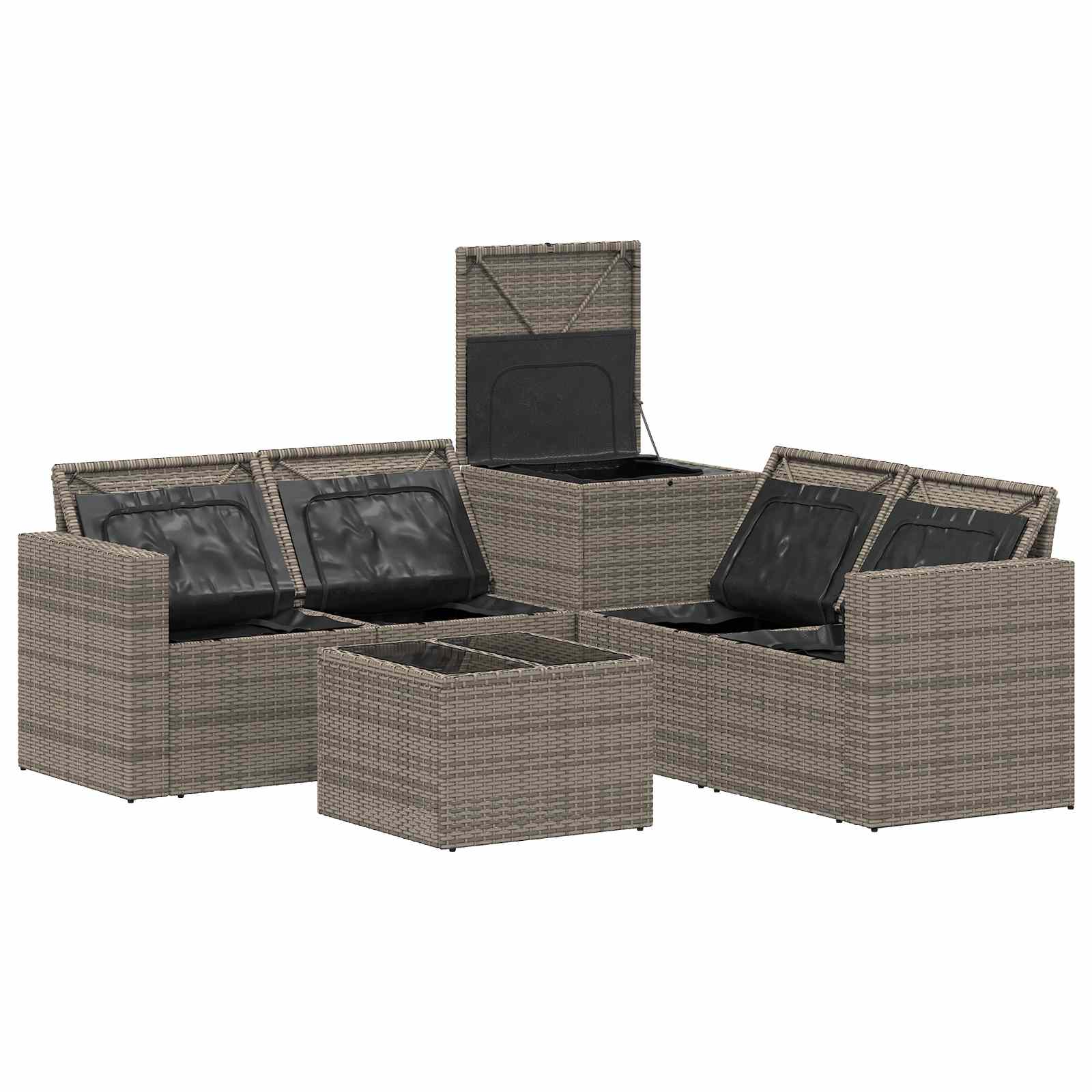 Sofa Set 6 stk. Grau und Dunkelgrau Polyrattan und Stahl