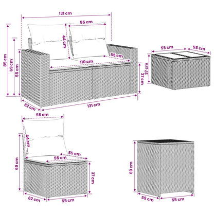 Sofa Set 6 stk. Grau und Dunkelgrau 55 x 55 x 37 cm