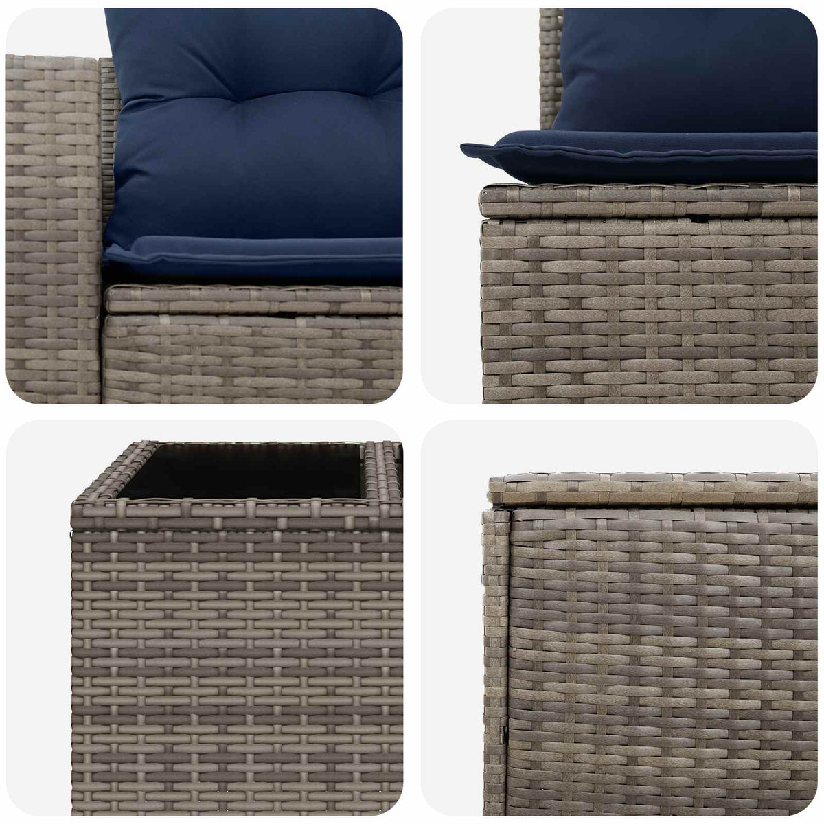 Sofa Set 6 stk. Grau und Marineblau 55 x 55 x 37 cm