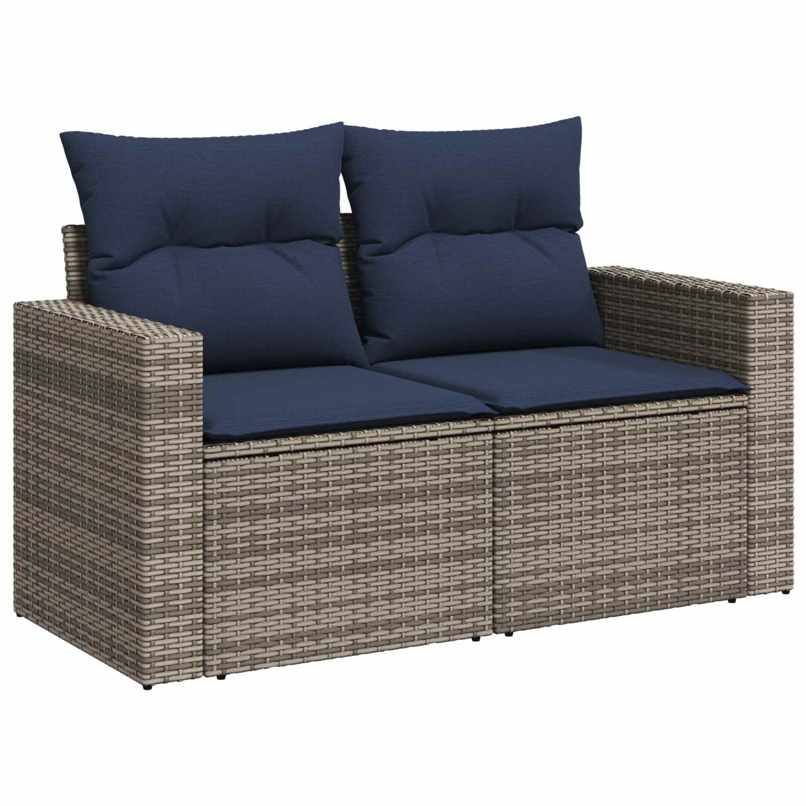 Sofa Set 6 stk. Grau und Marineblau Polyrattan und Stahl