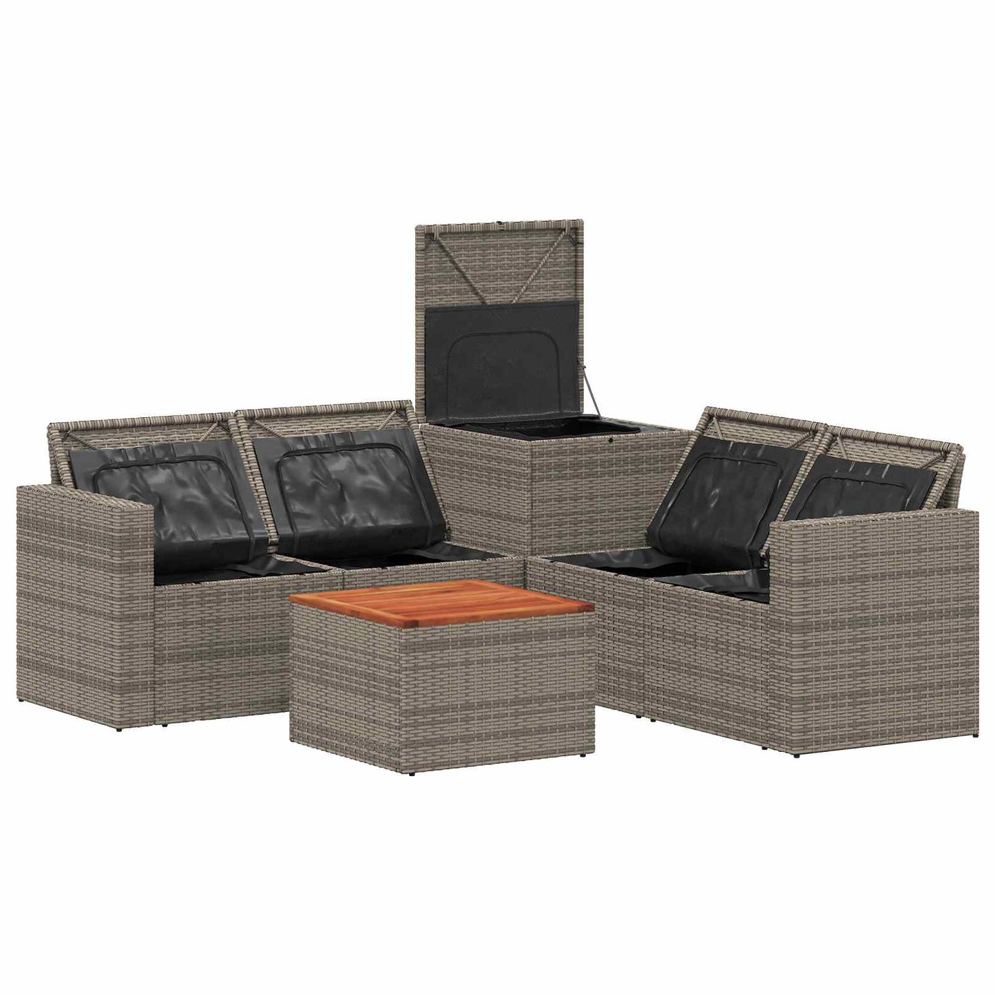 Sofa Set 6 stk. Grau und Dunkelgrau Polyrattan und Stahl