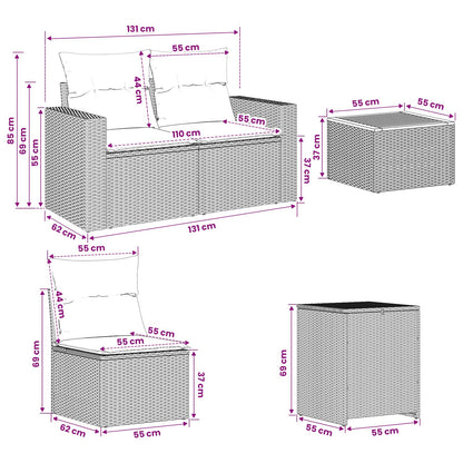 Sofa Set 6 stk. Grau und Marineblau 55 x 55 x 37 cm