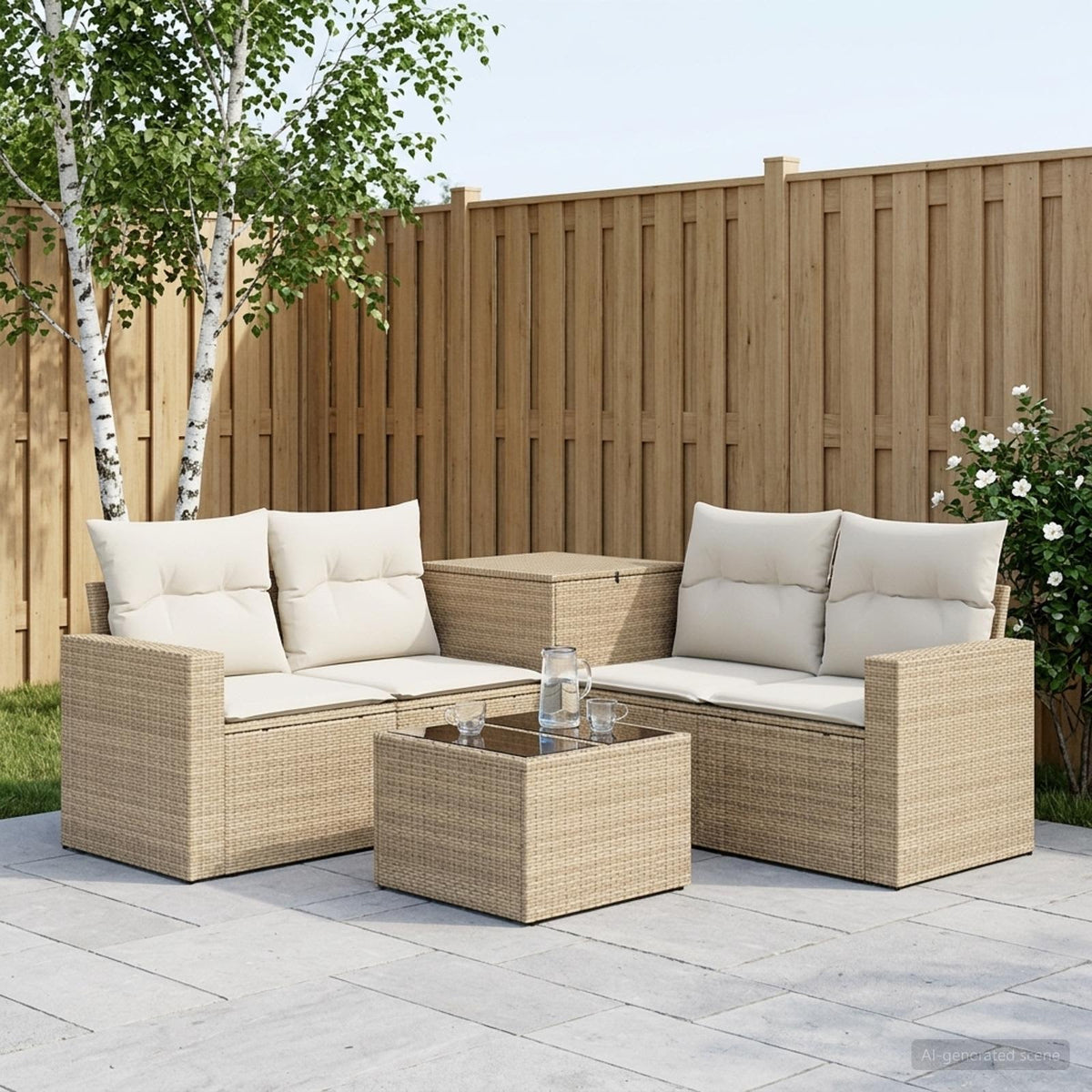 Sofa Set 6 stk. Beige und Cremeweiß 55 x 55 x 37 cm