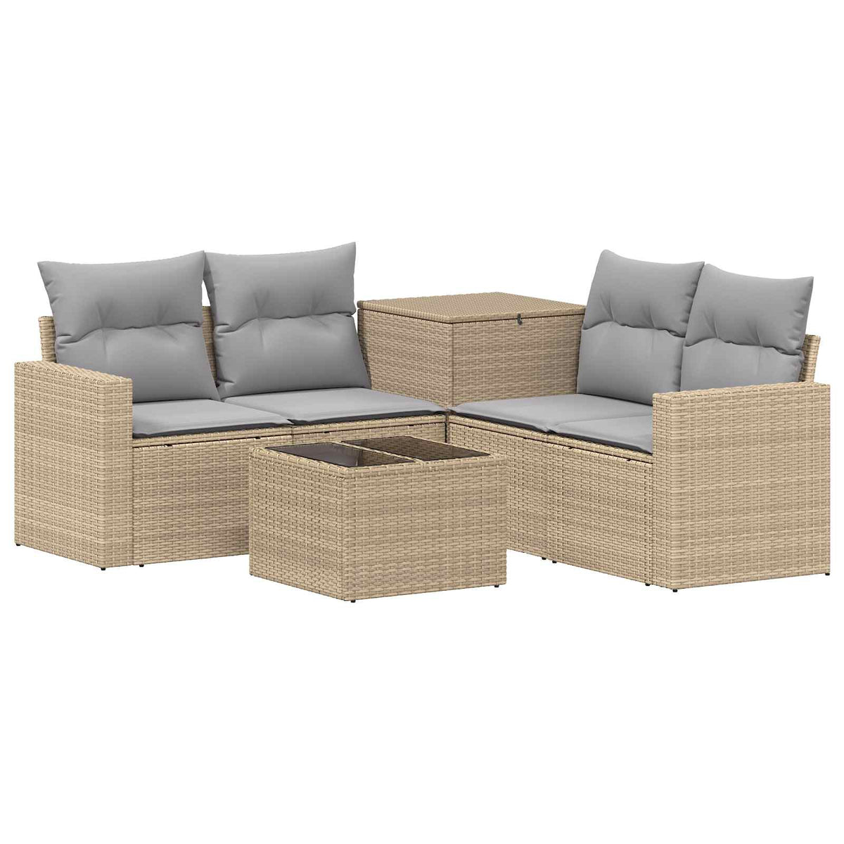 Sofa Set 6 stk. Beige und Hellgrau Polyrattan und Stahl