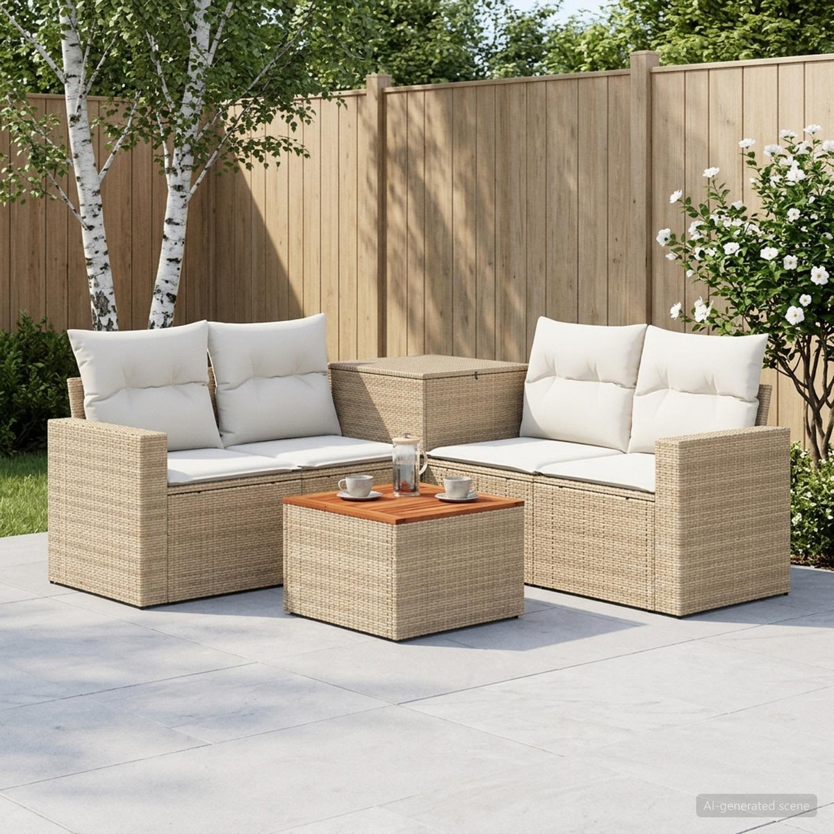 Sofa Set 6 stk. Beige und Cremeweiß 55 x 55 x 37 cm