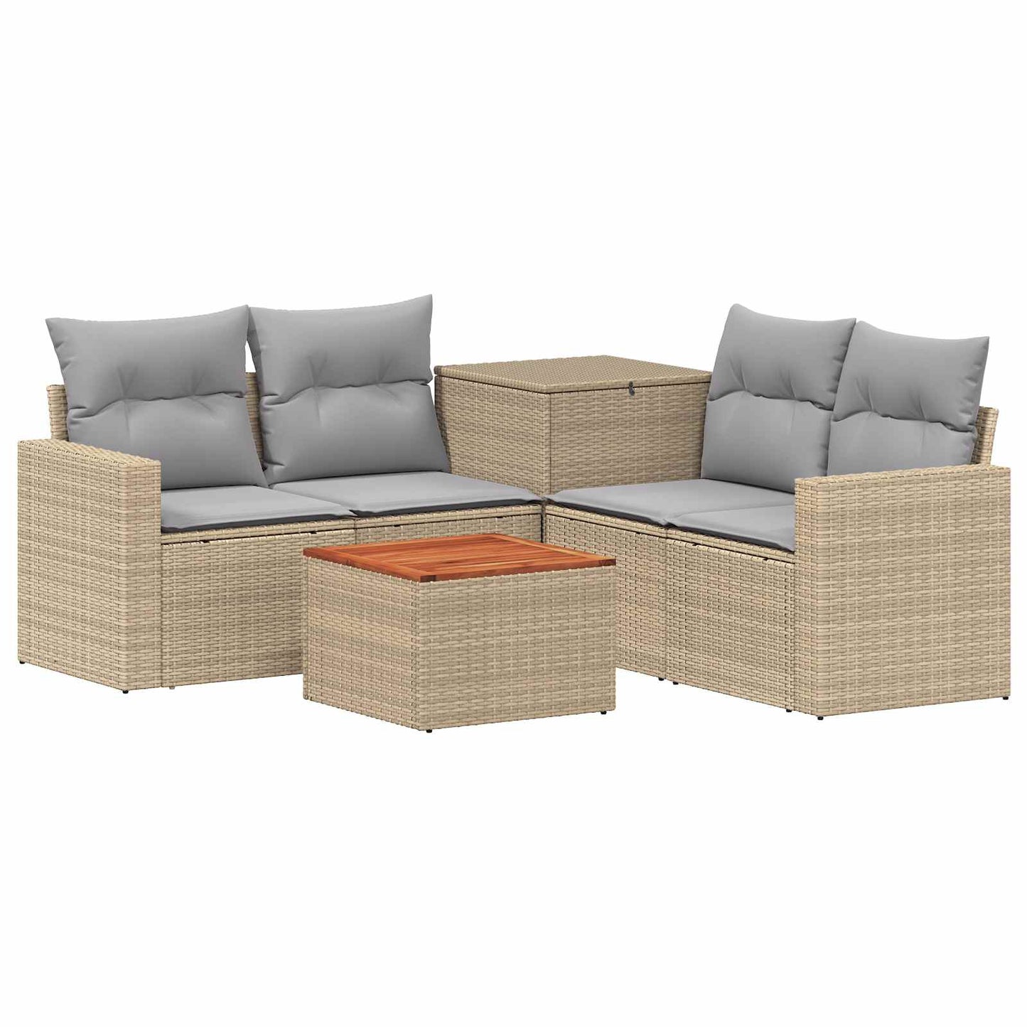 Sofa Set 6 stk. Beige und Hellgrau Polyrattan und Stahl