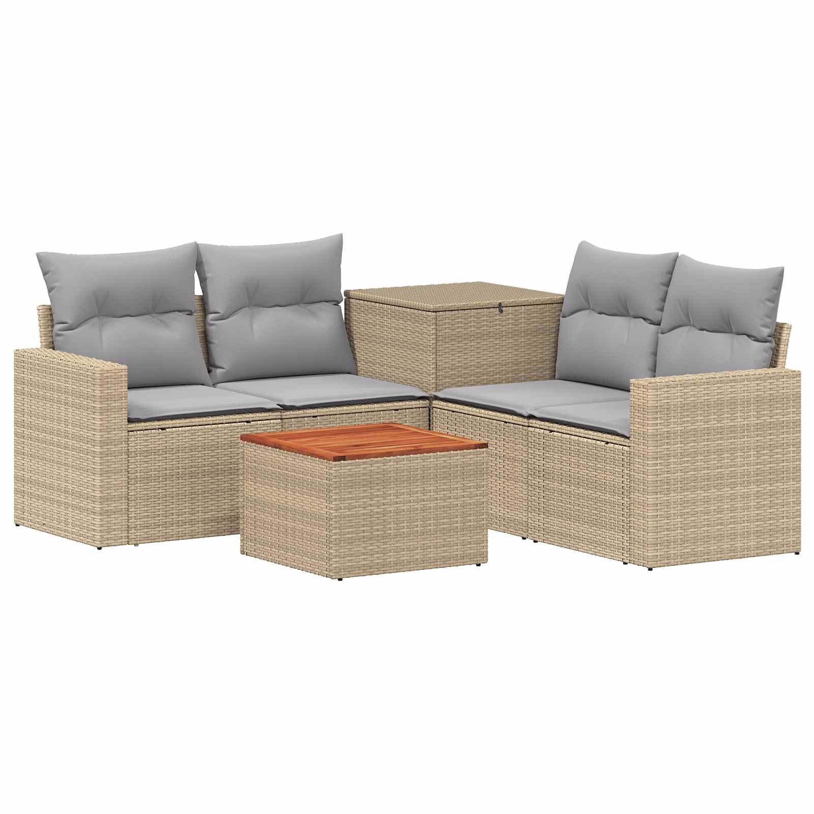 Sofa Set 6 stk. Beige und Hellgrau Polyrattan und Stahl