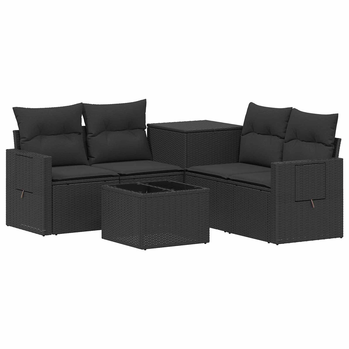 Sofa Set 6 stk. Schwarz 55 x 55 x 37 cm Polyrattan und Stahl