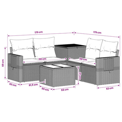 Sofa Set 6 stk. Schwarz und Cremeweiß 55 x 55 x 37 cm