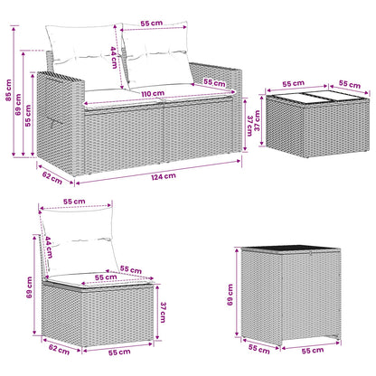 Sofa Set 6 stk. Schwarz und Cremeweiß 55 x 55 x 37 cm